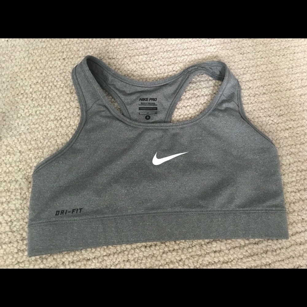 Nike pro grey sports bra